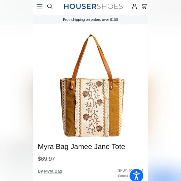 Myra Bag Jamee Jane Brown & Tan Embroidered Tote Shoulder Purse New With Tags - Picture 11 of 11